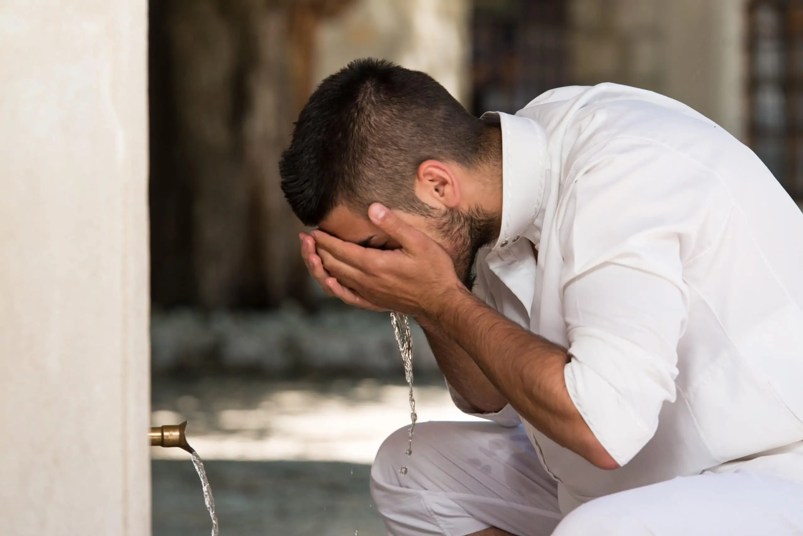 Islamic,Religious,Rite,Ceremony,Of,Ablution,Face,Washing